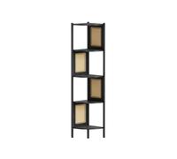 5-Tier Corner Shelf with Rattan Effect Sides, Ebony Black