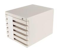 5-Tier Desktop File nizer with Lock - A4 Plastic Storage Drawer for Office Documents & Supplies - Grey Storage Solution