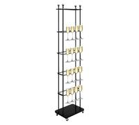 5-Tier Floor Standing Champagne Flute Holder with 40 Holders and Wheels, Heavy Duty Movable Display Stand for Home Bar