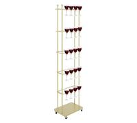 5-Tier Floor Standing Champagne Flute Holder with 40 Holders and Wheels, Heavy Duty Movable Display Stand for Home Bar