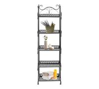 5-Tier Folding Storage Shelf - Multifunctional Standing Bookcase, 30kg Load Capacity, Space-Saving Organizer for Bathroom & Kitchen, Black, 33x20x110cm
