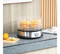 HOMCOM 5 Tier Food Dehydrator, 250W for Fruit, Meat, Vegetable, LCD - Silver - 34cm x 34cm x 25cm