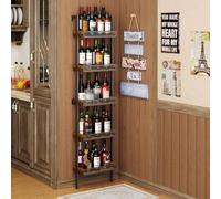 5-Tier Freestanding Wine Racks: 50 Bottles Wine Rack Shelf Wall Mounted with Fences, Wines Bottle Holder Display Shelf, Liquor Storage for Kitchen, Dining Room, Bar, Wood, 17.28''L x 7.95''W x 68.5''H