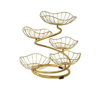 5 Tier Fruit Basket Bowl for Kitchen Party Table Centerpiece Counter Sturdy Multifunctional Container Metal Wire Fruit Holder, Gold 5 Basket