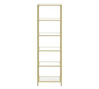 5-Tier Glass Shelf Pearl White and Slate Grey, Metallic Gold / 6-tier