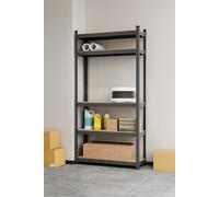5-Tier Heavy Duty Metal Storage Shelving Unit with Wood Shelves for Garage, Warehouse & Workshop Living and Home Grey 180cm x 90cm