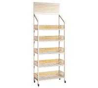 5-Tier Heavy-Duty Snack Display Stand with Wheels - Multi-Purpose Storage Shelves for Home Theatre, Pantry, and Organizing Chips, Candy, Fruits, and Vegetables