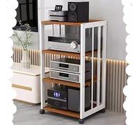5 Tier HiFi Audio Tower Adjustable AV Media Stand Mobile Turntable Rack Black & Walnut Stereo Shelf Corner TV Unit 109cm/43" Floor Standing Design