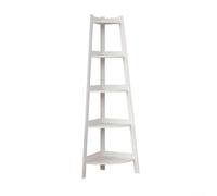 5-Tier Industrial Corner Shelf - Space-Saving Ladder Bookshelf for Living Room & Balcony Multi-Functional White Display Rack for Plants Home Decor & Storage Solution