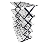 5-Tier Iron Spice Rack Foldable Bread Cooling Black Silver 39.5x24.5cm | Five-tier foldable iron rack keeps spices and baking supplies neatly organised on your worktop or pantry shelf.