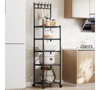 5-Tier Kitchen Baker's Rack on Wheels, Industrial Metal Shelving Unit, Free Standing Utility Storage for Kitchen, Pantry, Bathroom - 42x34x152CM Black