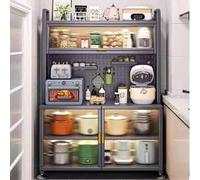 5-Tier Kitchen Baker's Rack with Flip Door Cabinet Micro Stand & Storage Hutch Versatile Sideboard Buffet for Garage & Pantry Stylish Grey 80cm/31.4in