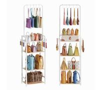 5-Tier Large Purse Organizer for Closet with 5 Purse Hanger,6 Side Hooks | Tall Purse Rack Stand, Adjustable Handbag Organizer Shelf, Space-Saving Narrow Purse Storage Organizer for Small Place