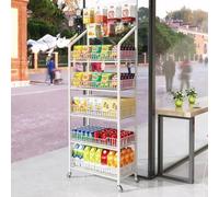 5 Tier Large Retail Display Rack, Supermarket Shelf Display Rack, Commercial Snack Organizer for Snacks/Fruits/Tools, Metal Storage Shelf Stand for Candy/Potato Chips Holder Stand