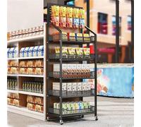 5 Tier Large Retail Display Rack, Supermarket Shelf Display Rack, Commercial Snack Organizer for Snacks/Fruits/Tools, Metal Storage Shelf Stand for Candy/Potato Chips Holder Stand