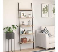 5-Tier Leaning Shelf Light Brown and Black 64x34x185.5 cm Berkfield Home Brown One Size
