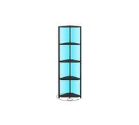 5-Tier LED Corner Shelf with Remote-Controlled Lighting, Ebony Black