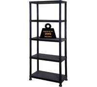 Mantraraj 5-Tier Heavy Duty Black Plastic Storage Shelving Unit Garage Storage Shelves Racking Shelving Unit