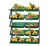 5-Tier Market Fruit & Vegetable Display Shelf with 10 Baskets - Space-Saving Retail Storage for Fresh Produce in Convenience Stores & Pantries - Perfect for Merchandising