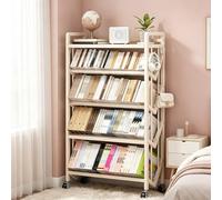 5 Tier Metal Book Carts with Wheels, Library Rolling Bookshelf with Partition & Hook, Large Capacity Movable Bookshelf Organizer Rack for Home Office School(Black,70cm)