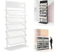 5-Tier Metal Ceramic Tile Display Rack, Sturdy Floor Stand for Porcelain and Building Material Samples