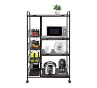 5-Tier Metal Rolling Cart with 4 Pull-Out Baskets & Wooden Top - le Sto nizer for Kitchen Bathroom Laundry Room - Narrow Shelving Unit on Wheels