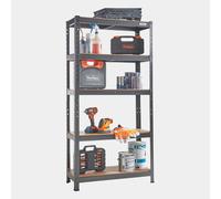 5-Tier Metal Shelving Unit - Black (150 x 75 x 30cm)