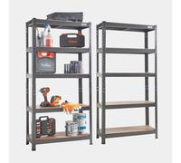 5-Tier Metal Shelving Unit x2 - Black (150 x 75 x 30cm)