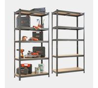 Vonhaus 5-Tier Garage Shelves, Pack Of Two Heavy Duty Racking With 1750Kg Capacity, Durable Metal Racking For Workshop Storage