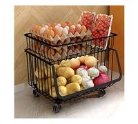 5-Tier Metal Storage Basket Rack with Wheels Stackable Kitchen Shelf for Fruits Vegetables Pantry Garage Bathroom & Home Storage Solutions