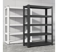 5 Tier Metal Storage Rack 150cm High Free Standing Kitchen Shelves Detachable Heavy Duty Black 120x30cm Perfect for Home & Office Storage Solutions.