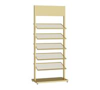 5-Tier Metal Tile Display Rack Floor-Standing nizer for Tile and Wood Samples Retail Showcase Stand for Craft Shows Gold Finish (107x35cm/42.2x13.8in)