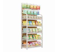 5-Tier Metal Wire Storage Shelf Display Rack, Retail Display Rack Stand, Snack Candy Display Organizer, Snack Rack, Basket Stand Cart, Floor Standing Display Stand. (Color : White-