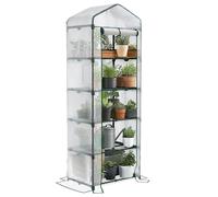VOUNOT Mini Greenhouse with 5-Tier Shelves Garden Greenhouse White 69x49x193cm, White