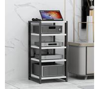 5 Tier Mobile AV Media Stand with Wheels - Adjustable HiFi Stereo Rack & Audio Tower - Media Storage Shelf for Home Entertainment & Recording Studio (White)