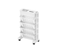 5 Tier Mobile Bookshelf Rolling Bookcase File Folder Organizer Cart With Wheels