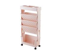 5-Tier Mobile Rolling Cart with Wheels, Multi-Purpose Utility Trolley for Books, Files & Storage, Space-Saving Design, Versatile nizer in White