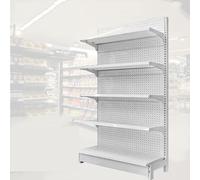5-Tier Multi-Function Retail Shelving Unit - Industrial Grade Wall Display Rack for Grocery, Liquor Stores, Office Supplies & Shoe Storage (White, 120x43x195 CM)