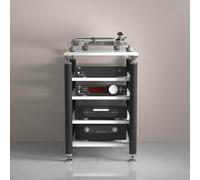 5 Tier o Rack Stand with Shock Absing Feet Ma Sto Cabinet for Ste DVD Vinyl Record Player Entertainment Center Slish White & Black Design