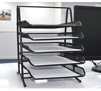 5 Tier Office Filing Trays Holder A4 Document Letter Paper Wire Mesh Storage Organizer/Document Tray Black or Silver … (Black)