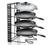 5 Tier Pan Holder Rack Adjustable Black Cookware Pot Lid Storage Organizer Shelf for Home Kitchen 38.1x20.5x26cm