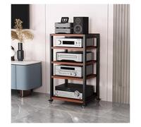5-Tier Rolling Audio Component Rack - Modern Media Storage Shelf for Home Stereo System, Living Room Organization Solution