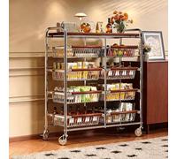 5-Tier Rolling Fruit Basket Cart with Lockable Wheels Adjustable Vegetable Storage Rack for Kitchen Office Bar Multi-Purpose Trolley with Swivel Casters Stylish and Functional