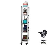 5-Tier Rolling Kitchen Storage Cart - Slim Space-Saving Design for Small Areas, Enhances Organization & Efficiency