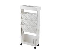 5-Tier Rolling Magazine Rack & Book Cart with Wheels - Mobile Utility Shelf for Home & Office Storage - Stylish Green Trolley for Books & Magazines - Space-Saving nization Solution