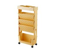 5-Tier Rolling Magazine Rack & Book Cart with Wheels - Multi-Purpose Mobile Trolley for Home & Office Storage Stylish Orange Utility Cart Space-Saving Organizer Perfect for Magazines Boo