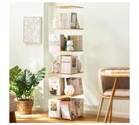 5-Tier Rotating Bamboo Swivel Bookcase - Contemporary Style, Perfect for Organizing Books and Display Items