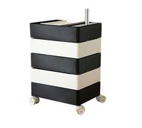 5-Tier Rotating End Table with Silent Locking Wheels, 360° Adjustable Nightstand for Living Room & Bedroom, Modern Space-Saving Side Table for Sofa & Dorm Use