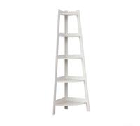 5-Tier Rustic Industrial Corner Bookshelf - Space-Saving Ladder Shelf for Living Room Bedroom Bathroom or Balcony - White PVC Display & Storage Unit 106x30cm Plant Stand