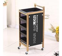 5 Tier Salon Trolley Cart with Rolling Wheels 4 Drawer Beauty Barber Stations Cabinet Hair Stylist Cart Metal Frame Waterproof Large Storage Space (Gold+Black)